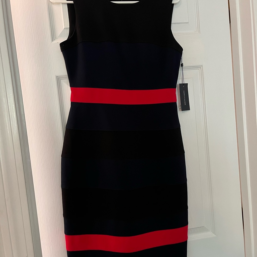 Tommy Hilfiger Black and Red Midi Dress